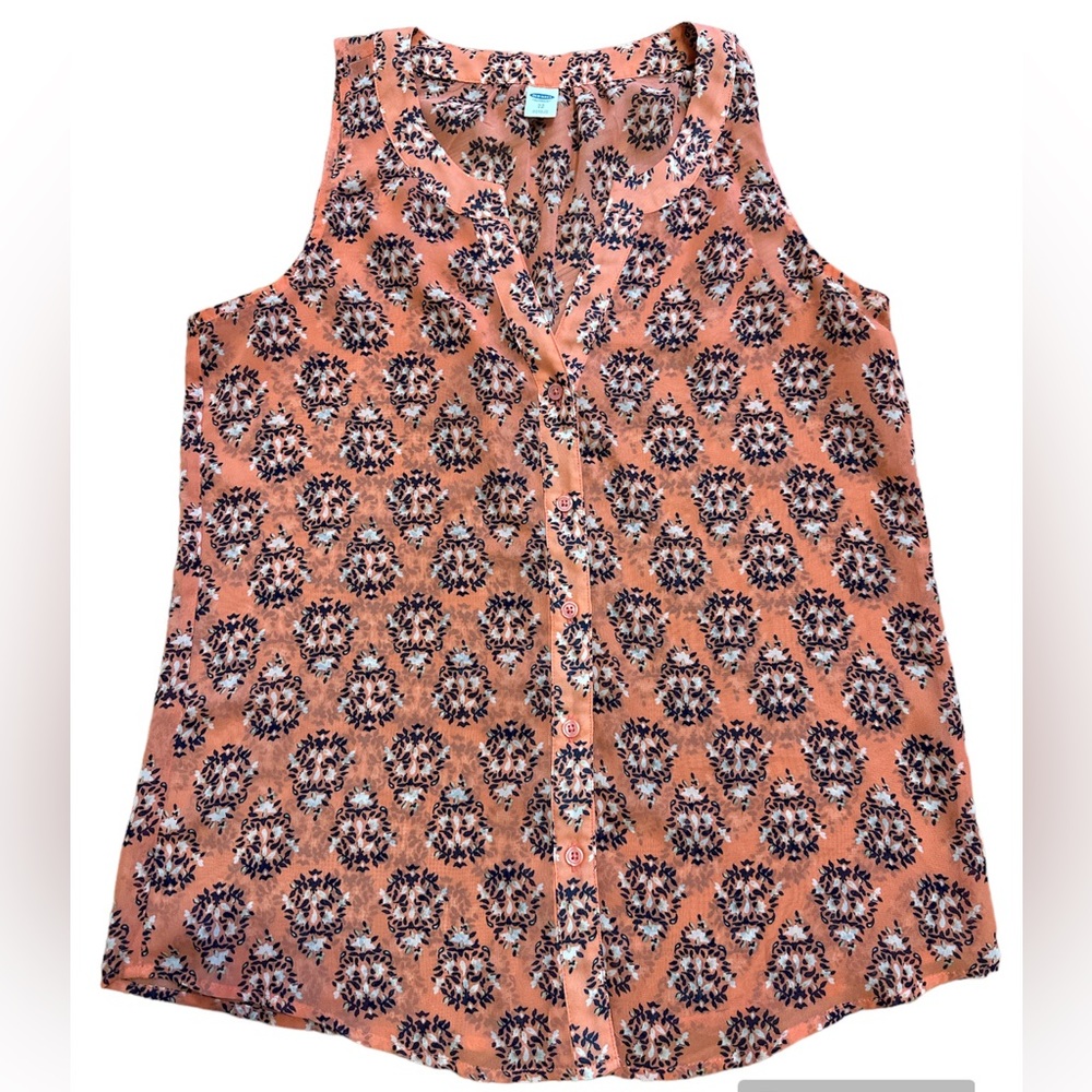 Old Navy sleeveless blouse. Peach & blue. XS.